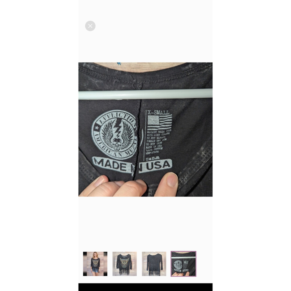 Y2K Affliction Boho, Women’s XS Live Fast World Tour Festival Fringe Top #B49 - Picture 4 of 4